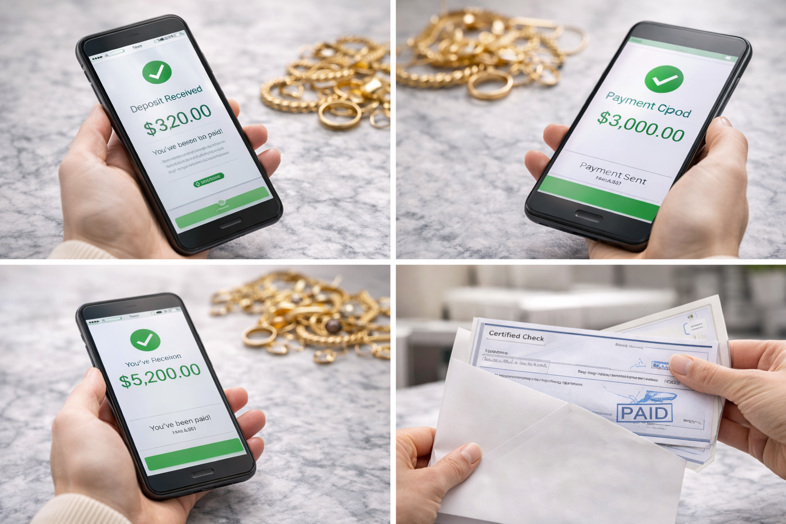 Fast payment options for selling gold jewelry by mail or in person